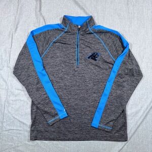 Carolina Panthers Shirt Mens Large Gray‎ Blue NFL Football Pullover Long Sleeve